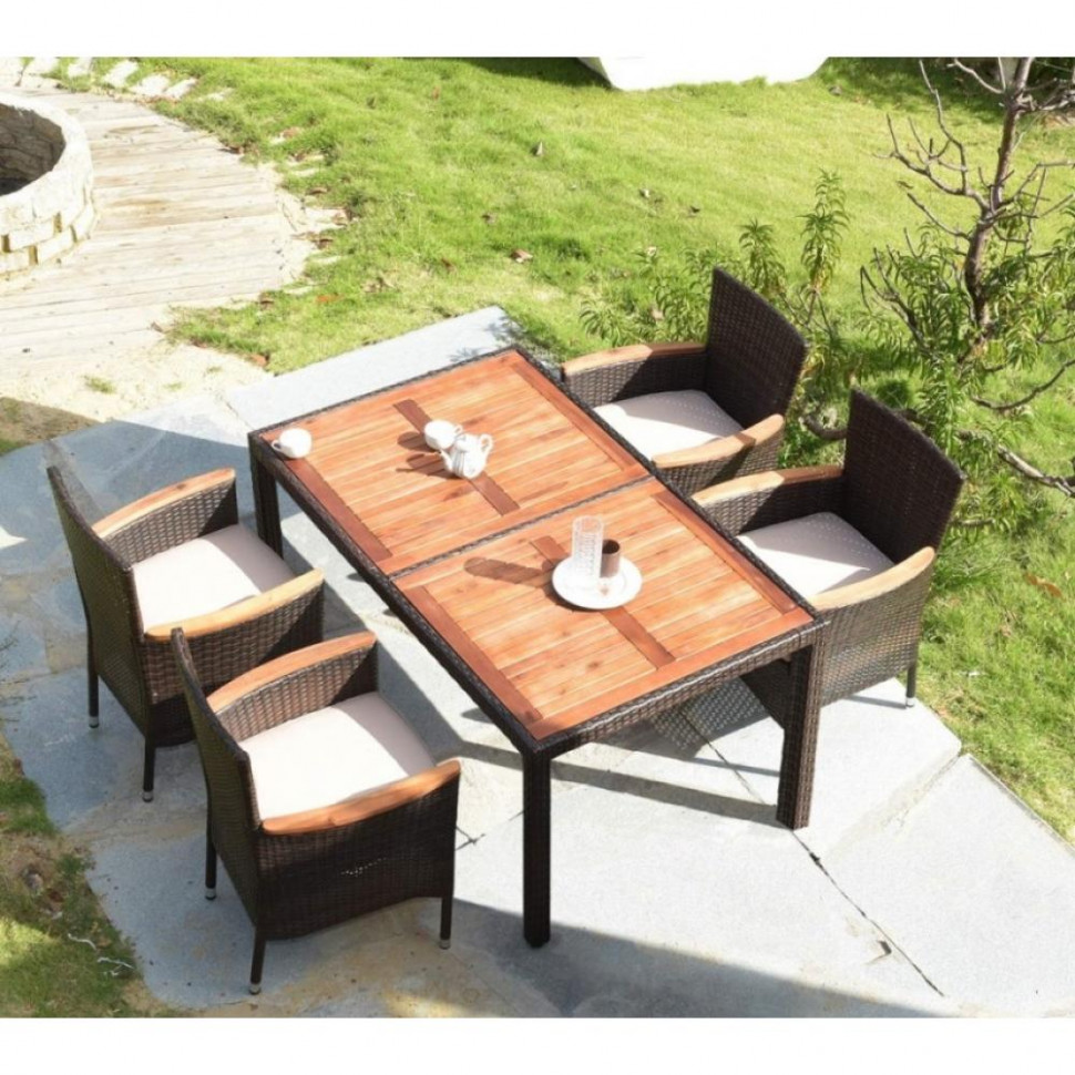 Комплект плетеной мебели AFM-460 150x90 Brown (4+1)